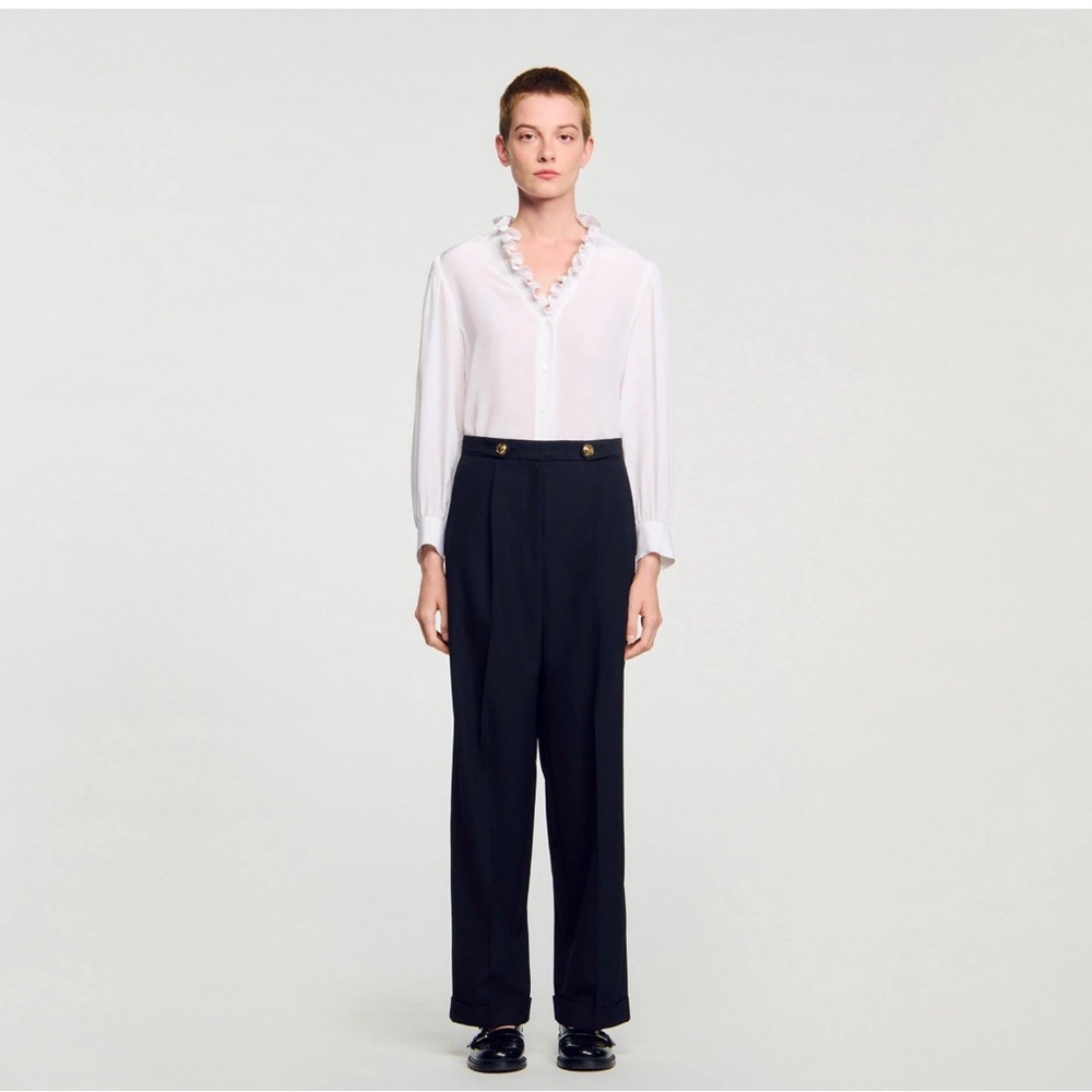 Sandro Straight Leg Trousers US Size 2 NWT Black